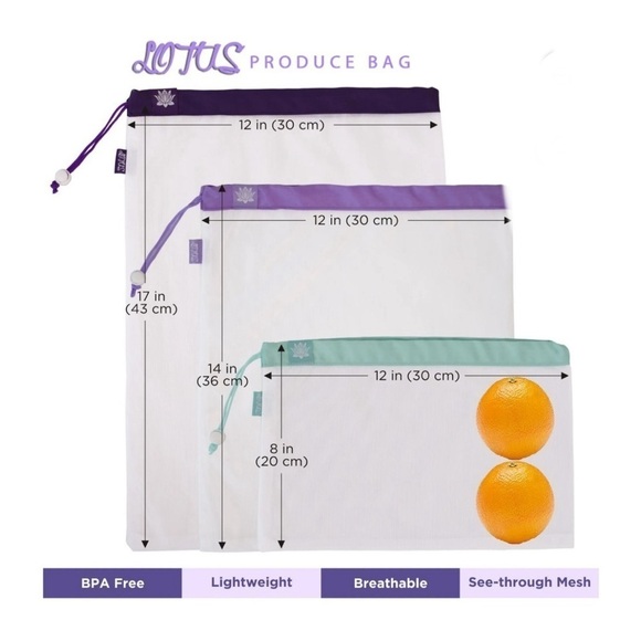 Lotus Sustainables Reusable Produce Fruit and Vegetable Shopping Bags NWT - Picture 2 of 5